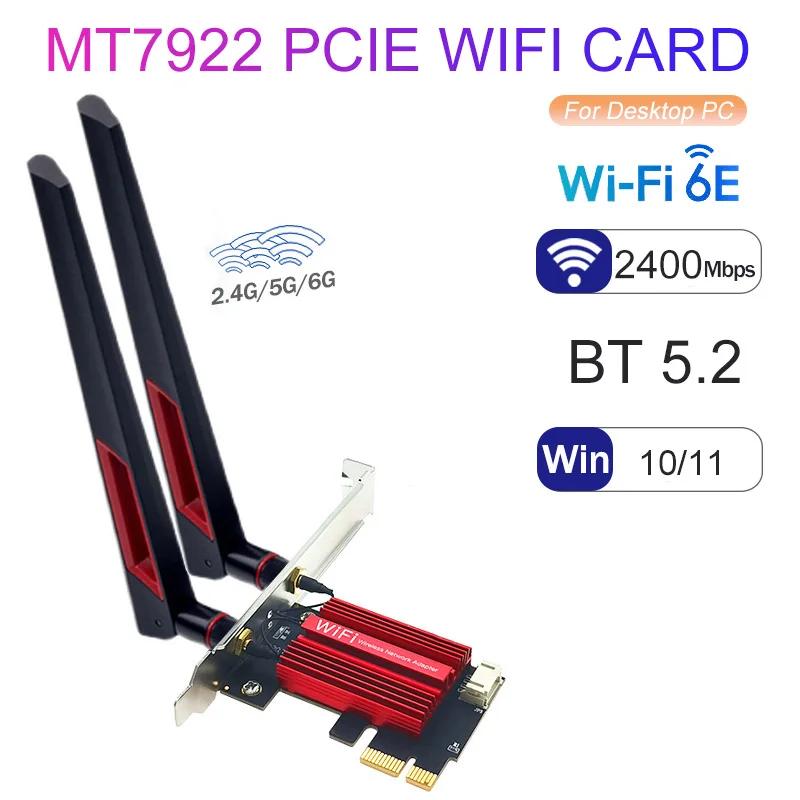  6E PCIE ī, BT5.2  ,  6E Ʈ  pci-e ī, 2.4, 5, 6G, 2400Mb 802.11AX, , MT7922